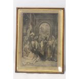 A FRAMED AND GLAZED ENGRAVING DEPICTING A CLASSICAL RELIGIOUS FORUM