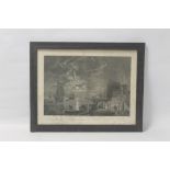 A FRAMED ENGRAVING DEPICTING A HARBOUR SCENE TITLED "L-ENTREE DU PORT DE PALERME EN SICILE"