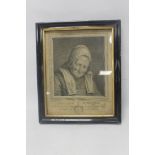 A FRAMED AND GLAZED PORTRAIT ENGRAVING TITLED 'BONNE FEMME DE NORMANDIE'