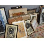 A LARGE QUANTITY OF ASSORTED PICTURES AND PRINTS TO INCLUDE WATERCOLOURS ETC.