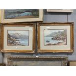 A PAIR OF GILT FRAMED AND GLAZED COASTAL SCENE WATERCOLOURS OF NORTH WALES BY HENRY HADFIELD CUBLEY