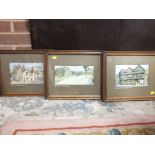 THREE FRAMED AND GLAZED PRINTS OF MIDLANDS PUBS TO INCLUDE PENKRIDGE