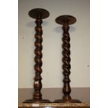 TWO MODERN BARLEYTWIST TORCHERE STANDS (2)