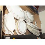 A TRAY OF MINTON SPRING BOUQUET DINNERWARE TO INCLUDE DINNER PLATES, TUREENS ETC.