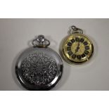 A MODERN FULL HUNTER POCKET WATCH TOGETHER WITH ANOTHER