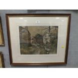 A FRAMED AND GLAZED WATERCOLOUR ENTITLED 'CANAL AT CHEDDLETON' SIGNED S J BANNER