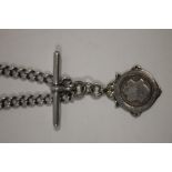 A VINTAGE SILVER ALBERT WATCH CHAIN