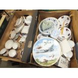 TWO TRAYS OF CHINA AND CERAMICS TO INCLUDE PARAGON, DOULTON COLLECTORS PLATES ETC