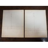 A PAIR OF JOHN THOMPSON SIGNED PEN AND INK SKETCHES OF LAMPPOSTS