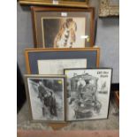 A SELECTION OF PICTURES AND PRINTS TO INCLUDE LAUREL AND HARDY EXAMPLES