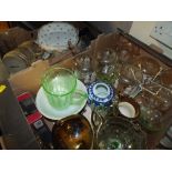 THREE TRAYS OF ASSORTED CERAMICS AND GLASS TO INCLUDE A GINGER JAR