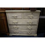 AN ANTIQUE PAINTED TWO ON THREE CHEST OF DRAWERS W 106 cm