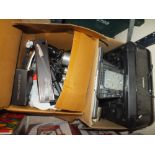 TWO BOXES OF ELECTRICALS TO INC A CANON PRINTER, MONITOR, CURLING TONGS ETC