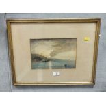 A FRAMED AND GLAZED WATERCOLOUR ENTITLED 'SOUTHEND MOONRISE' DATED 1860