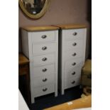 A PAIR OF MODERN SIX DRAWER TALL CHESTS