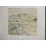 A FRAMED AND GLAZED WATERCOLOUR ENTITLED 'THE CUCKMERE VALLEY' BY NORMAN SMITH, LABEL VERSO