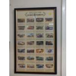 A FRAMED AND GLAZED SET OF MOTOR RELATED GRANDEE FAMOUS MG MARQUES CARDS