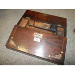 AN ANTIQUE INLAID ROSEWOOD WRITING SLOPE