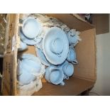 A TRAY OF BLUE MEAKIN CELESTE CHINA