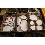 THREE TRAYS OF SPODE BORDEAUX TEA AND DINNERWARE