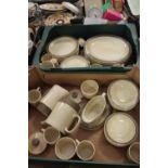 TWO TRAYS OF RETRO POOLE KHAKI TEA AND DINNERWARE