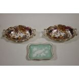 THREE ROYAL CROWN DERBY PIN DISHES