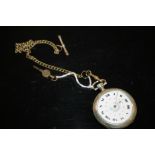 A VINTAGE POCKET WATCH ON CHAIN
