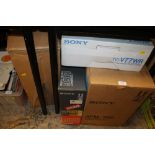 A BOXED PAIR OF APM 550 SONY SPEAKERS TOGETHER WITH A BOXED SONY CDP 502ES CD PLAYER, TC-V77WR