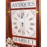 TWO MODERN WALL HANGING ANTIQUE MARKET CLOCKS