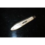 A HALLMARKED SILVER MOTHER OF PEARL HANDLED FRUIT KNIFE