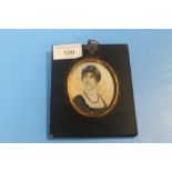 AN EARLY 19TH CENTURY FRAMED MINIATURE PORTRAIT OF A LADY