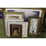 A QUANTITY OF ASSORTED PICTURES AND PRINTS TO INCLUDE A CRYSTOLEUM