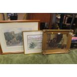 THREE ASSORTED FRAMED AND GLAZED PRINTS