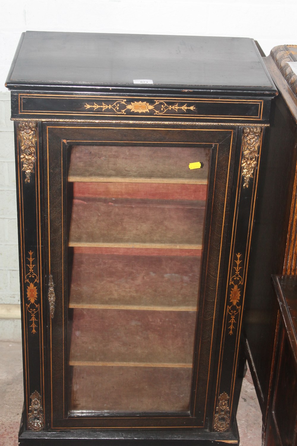 AN INLAID VICTORIAN PIER CABINET WITH BRASS MOUNTS