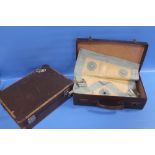 TWO SMALL SUIT CASES ONE CONTAINING MASONIC ITEMS