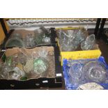 FOUR TRAYS OF ASSORTED GLASS WARE