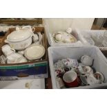 THREE TRAYS OF ASSORTED TEA AND DINNER WARE