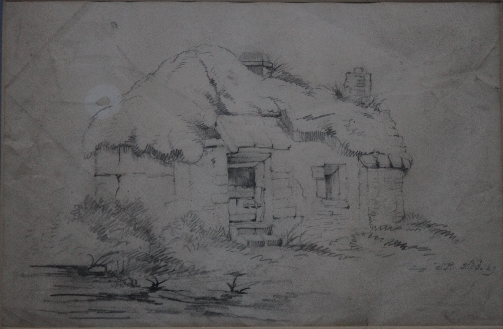 SAMUEL PROUT (1783-1852). A cottage, monogrammed lower right and dated '49, pencil sketch, framed - Image 2 of 6