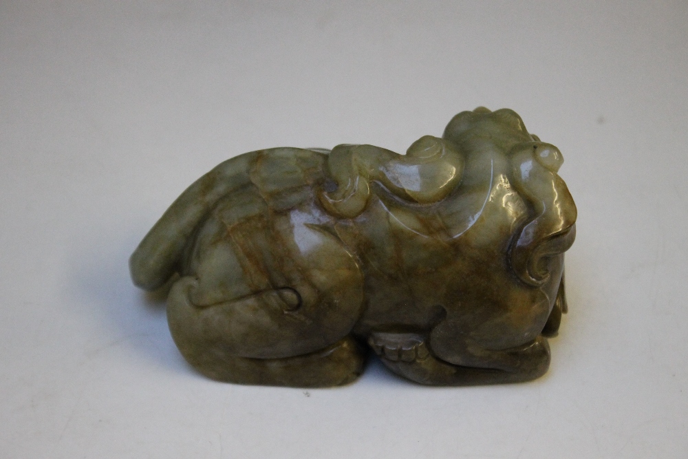 A MYTHICAL JADE ELEPHANT, L 12 cm, H 6 cm - Image 2 of 3