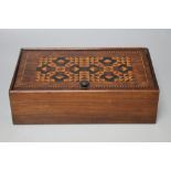 A TUNBRIDGE WARE BOX, with sectioned interior, W 16.5 cm