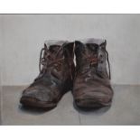 DEBORAH PENNACK (XXI). Study of boots, oil on board, unframed, 20.5 x 25.5 cmDeborah Pennack is a