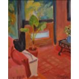 RODERICK MAJOR (XX). Red interior, signed lower right, oil on board, framed, 24 x 19 cm