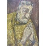 AN IMPRESSIONIST PORTRAIT STUDY OF A MAN PRAYING, indistinctly signed and dated 1952, oil on