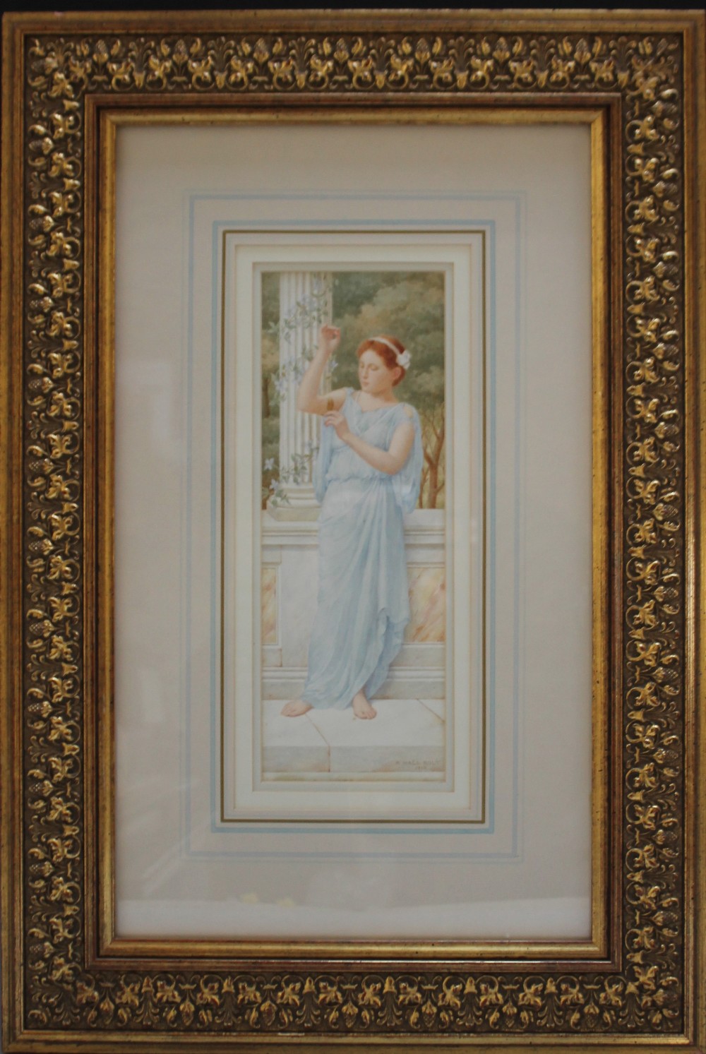 RENE HALL-BOLT. English school, young woman in Grecian dress admiring an amulet, 'The New Amulet', - Image 2 of 6