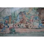 AN EARLY 20TH CENTURY STUDY OF EIGHT NAUGHTY ELVES, in a woodland setting, unsigned, watercolour,