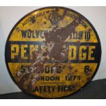 LOCAL PENKRIDGE INTEREST - A CIRCULAR ENAMEL SIGN 'AUTOMOBILE ASSOCIATION WOLVERHAMPTON 10 PENKRIDGE