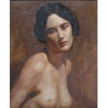 ENGLISH SCHOOL (XX). Study of a female nude, oil on canvas, gilt framed, 44.5 cm x 36.5 cm
