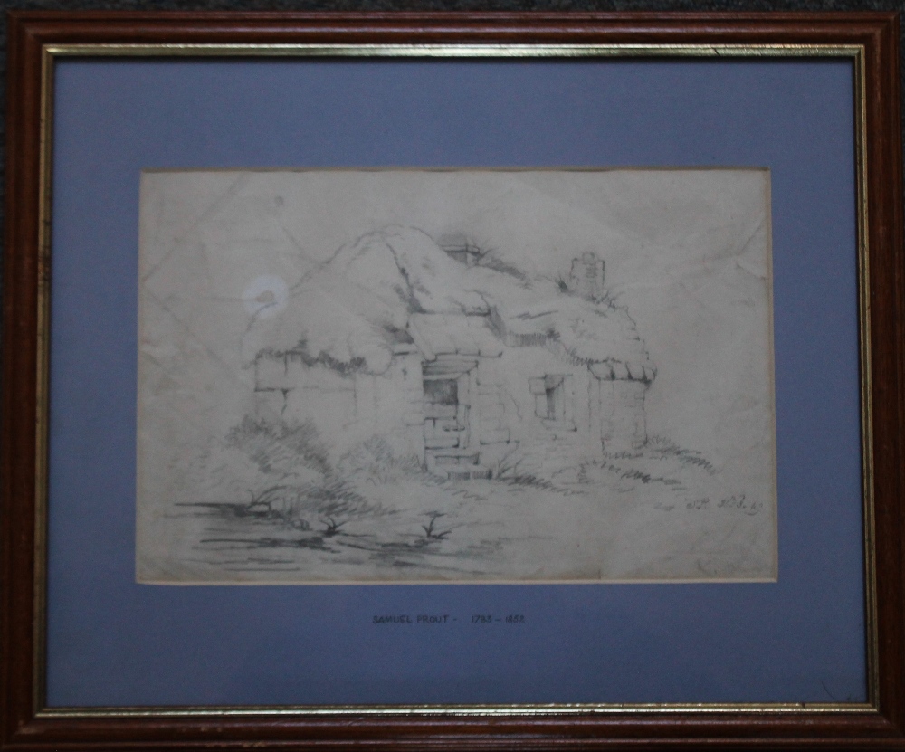 SAMUEL PROUT (1783-1852). A cottage, monogrammed lower right and dated '49, pencil sketch, framed - Image 4 of 6