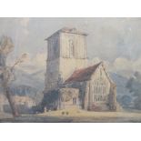 AUSTIN. Nineteenth century English school 'Old Church, Little Malvern', see label verso, signed with