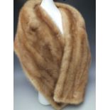 A LADIES VINTAGE DAWN MINK FUR STOLE, fully lined, together with a vintage black faux fur stole (2)